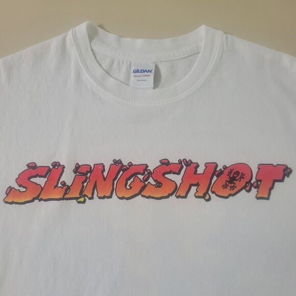 Gildan Men's White Crewneck Slingshot Souvenir Graphic Short Sleeve Tee - Picture 7 of 13